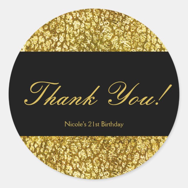 Glam Gold Leopard Print Chic Party Favour Stickers (Front)