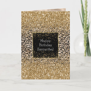 Glam Gold Leopard Print Glitz Card