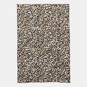 Glam Gold Leopard Print Ombre Kitchen Towel