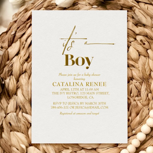 Glam Gold Minimalist Baby Shower Invitation (Creator Uploaded)