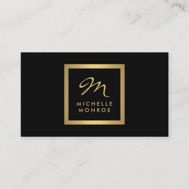 Glam Gold Monogram Business Card (Front)