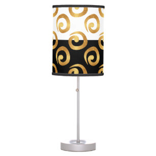 Glam Gold on Black and White Colorblock Table Lamp