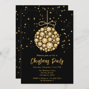 Glam Gold Ornament Christmas Party Invitation