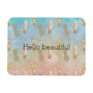 Glam Gold Pineapples Aqua Pink Tie dye Magnet