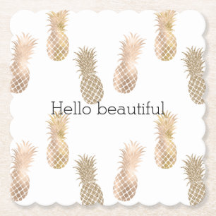 Glam Gold Pineapples Paper Coaster
