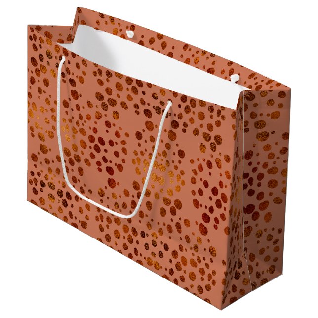 Glam gold polka dots pink large gift bag (Front Angled)