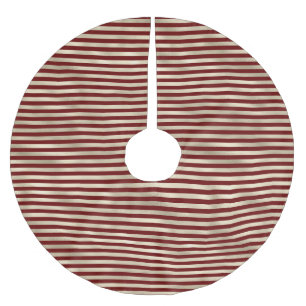 Glam Gold Red Holiday Stripes Christmas Brushed Polyester Tree Skirt