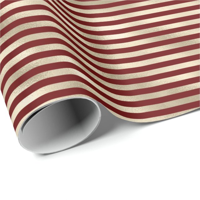 Glam Gold Red Holiday Stripes Wrapping Paper (Roll Corner)