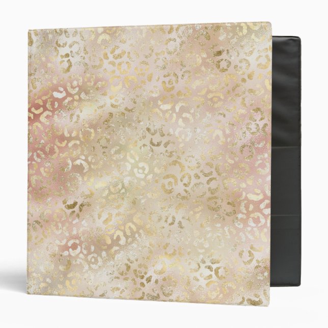 Glam Gold Rose Blush Pink Leopard Print            Binder (Front/Inside)