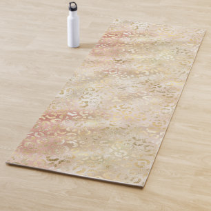 Glam Gold Rose Blush Pink Leopard Print Yoga Mat