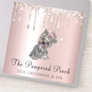 Glam Gold Rose Glitter Drips Dog Grooming Service
