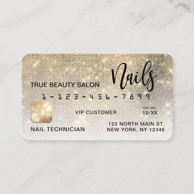 Glam Gold Sequin Parties scintillant Carte de créd (Devant)