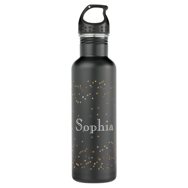 Glam Gold Sparkle Confetti Personalized 710 Ml Water Bottle (Front)