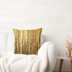 Glam Gold Sparkle Stripes Throw Pillow