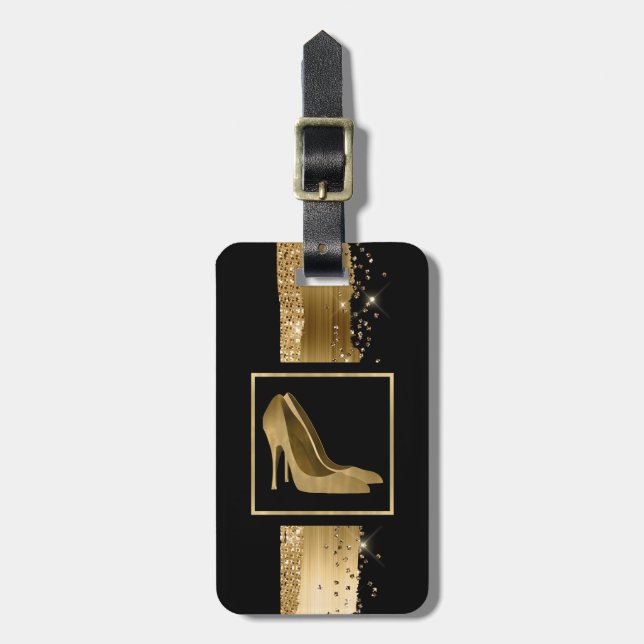 Glam Gold Stilettos Luggage Tag (Front Vertical)