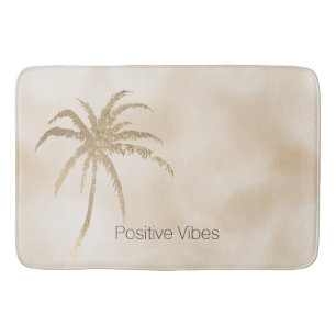 Glam Gold Tropical Palm Tree Ombre           Bath Mat