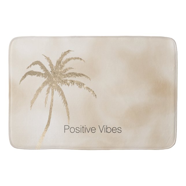 Glam Gold Tropical Palm Tree Ombre           Bath Mat (Front)