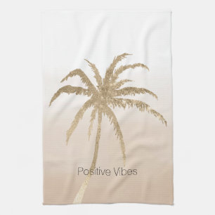 Glam Gold Tropical Palm Tree Ombre      Kitchen Towel