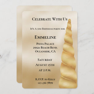 Glam Gold Unicorn Birthday Invitation