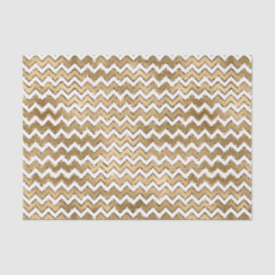 Glam Gold White Zigzag Stripes Tissue Paper