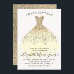 Glam Gold Yellow Sparkle Dress Sweet 16th Birthday Invitation<br><div class="desc">Modern Classic Golden Yellow Sparkle Dress Sweet 16th Birthday Invitation</div>