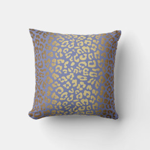 Glam Golden Purple Leopard Safari Skin Throw Pillow