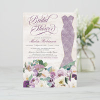 Glam Gown Rustic Floral Lavender Bridal Shower