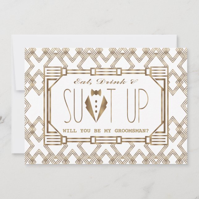 Glam Great Gatsby WILL YOU BE MY GROOMSMAN Invitation (Front)