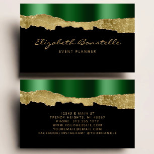 Glam Green Gold Foil Carte de visite de luxe