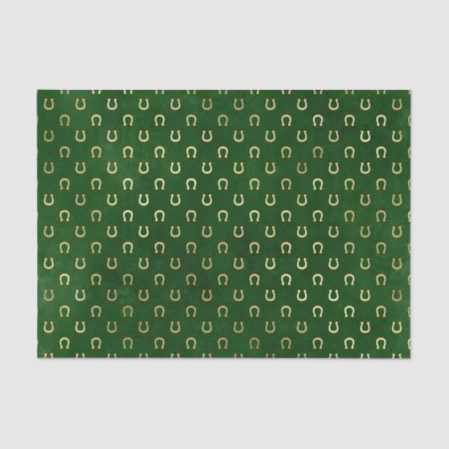 Glam Green Golden Horseshoe Graphic Tissue Paper (Front)