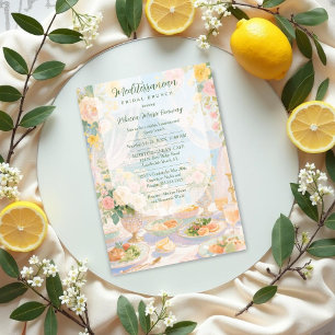 Glam Green Mediterranean Bridal Brunch Vintage Invitation