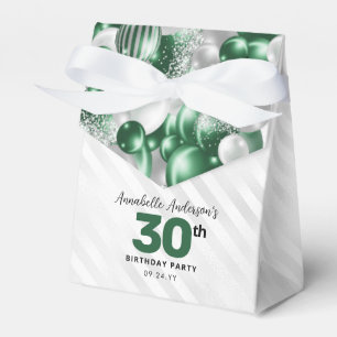 Glam Green Silver Balloon Glitter Favour Birthday Favor Box