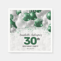 Glam Green Silver Balloon Glitter Favour Birthday