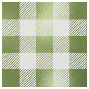 Glam Green White Inch Square Buffalo Plaid Fabric