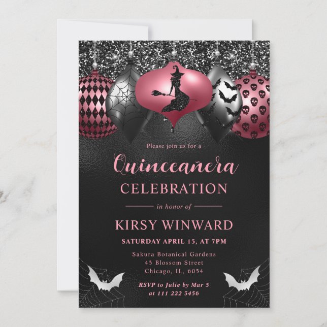 Glam Halloween Ornaments Quinceanera Invitation (Front)