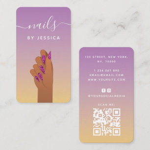 Glam Hand Leopard Nail Print Qr Code Social Media Business Card