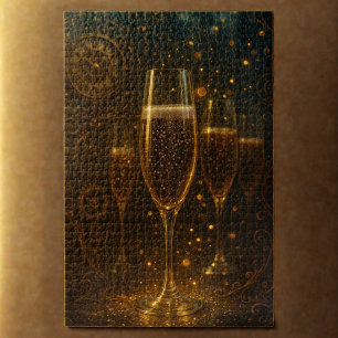Glam Happy New Year Steampunk Champagne  Jigsaw Puzzle