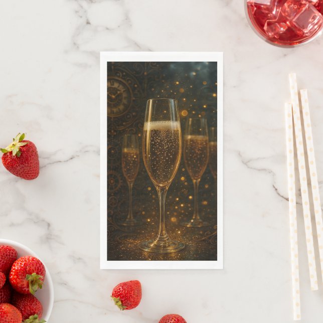 Glam Happy New Year Steampunk Champagne  Napkin (Insitu)