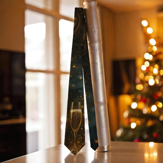 Glam Happy New Year Steampunk Champagne  Tie (Creator Uploaded)