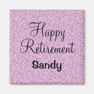 Glam Happy Retirement Purple Glitter Sparkle Magnet