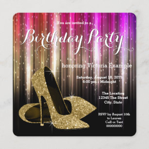 Glam High Heel Shoe Birthday Party Invitation