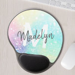 Glam Holographic Glitter Colourful Pretty Pattern Gel Mouse Pad<br><div class="desc">Easily personalize this pretty colourful holographic pastel glitter bokeh background with your custom monogram and/or name.</div>