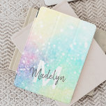 Glam Holographic Glitter Colourful Pretty Pattern iPad Air Cover<br><div class="desc">Easily personalize this pretty colourful holographic pastel glitter bokeh background with your custom monogram and/or name.</div>