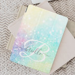 Glam Holographic Glitter Colourful Pretty Pattern iPad Mini Cover<br><div class="desc">Easily personalize this pretty colourful holographic pastel glitter bokeh background with your custom monogram and/or name.</div>