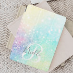 Glam Holographic Glitter Colourful Pretty Pattern iPad Mini Cover<br><div class="desc">Easily personalize this pretty colourful holographic pastel glitter bokeh background with your custom monogram and/or name.</div>