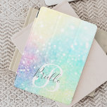 Glam Holographic Glitter Colourful Pretty Pattern iPad Pro Cover<br><div class="desc">Easily personalize this pretty colourful holographic pastel glitter bokeh background with your custom monogram and/or name.</div>
