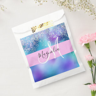 Glam Holographic Mermaid Glitter Sparkle Monogram Favour Bag