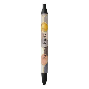 Glam Honey Comb Blush Champagne Abstract Black Ink Pen