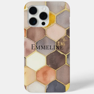 Glam Honey Comb Blush Champagne Abstract iPhone 15 Pro Max Case