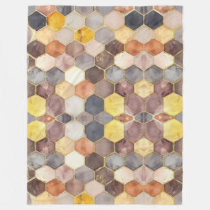 Glam Honey Comb Blush Champagne Abstract Fleece Blanket